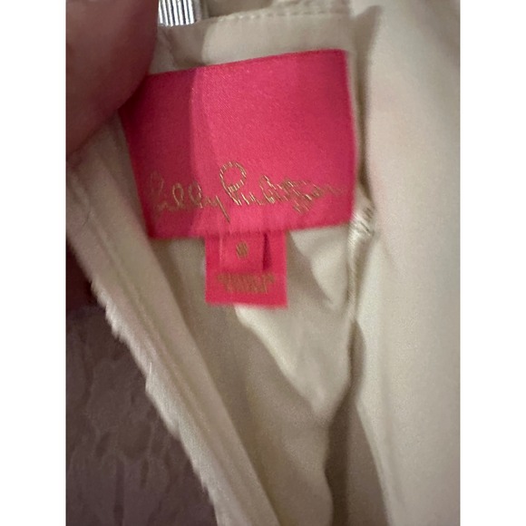 Lilly‎ Pulitzer Sienna Strapless Lace Dress  Ribbon Belt Party Wedding Size 8 - Picture 4 of 5